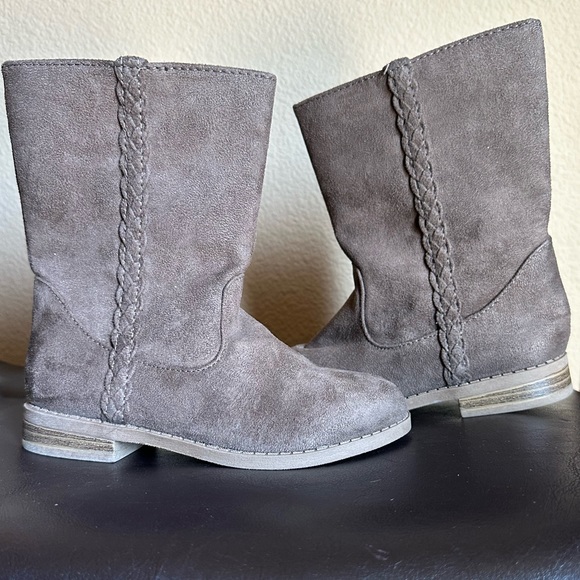 Nina Size 11 Little Girl Brown Side Zip Boots with blue lining - Picture 2 of 7